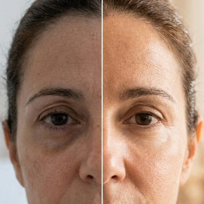 Antes y despues: el contorno de ojos cansado y descansado