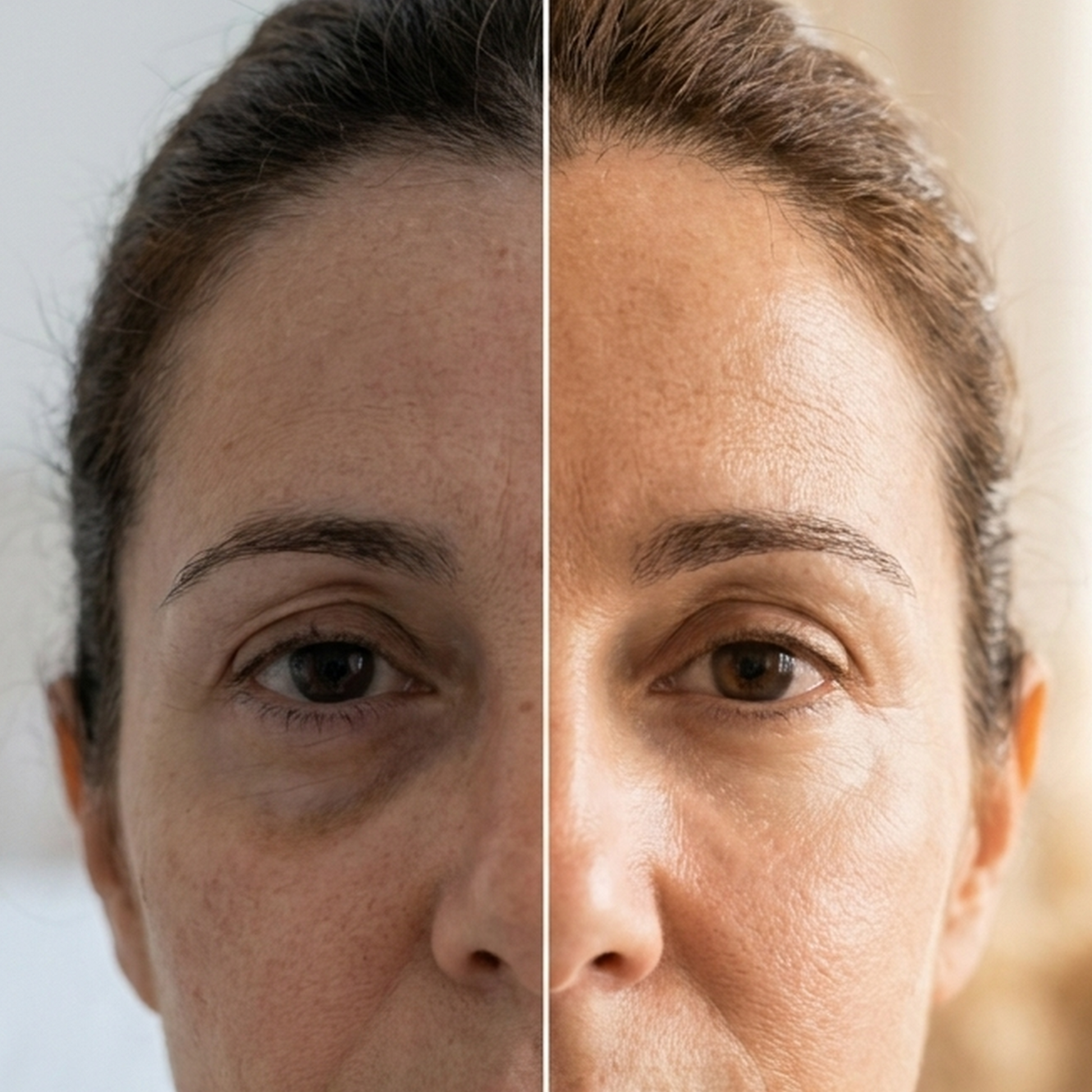 Antes y despues: el contorno de ojos cansado y descansado