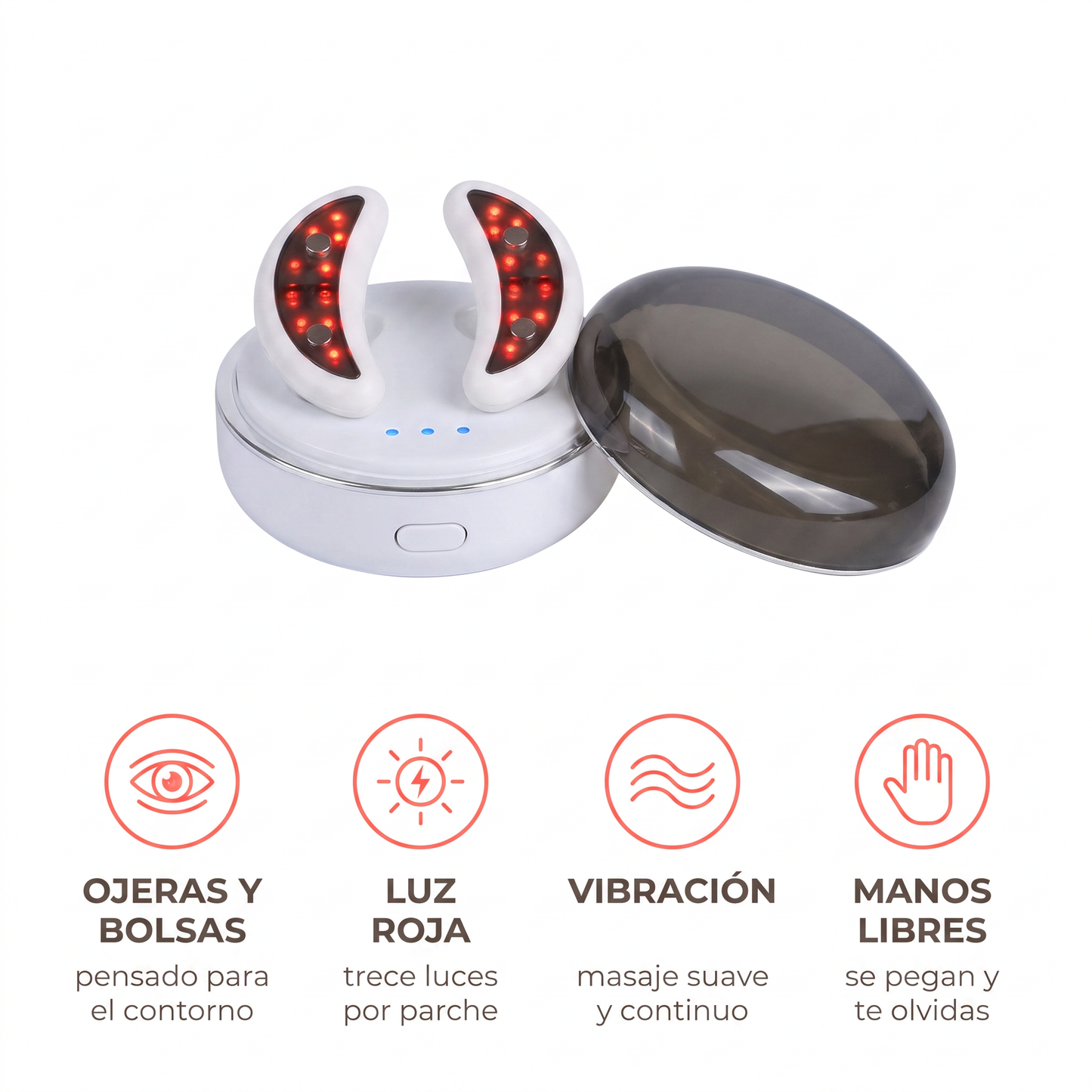 Caracteristicas: ojeras y bolsas, luz roja, vibracion y manos libres
