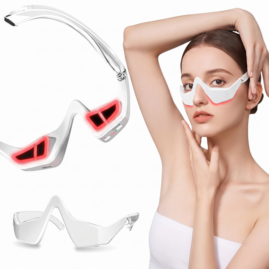 Gafas de luz roja para bolsas en los ojos y ojeras