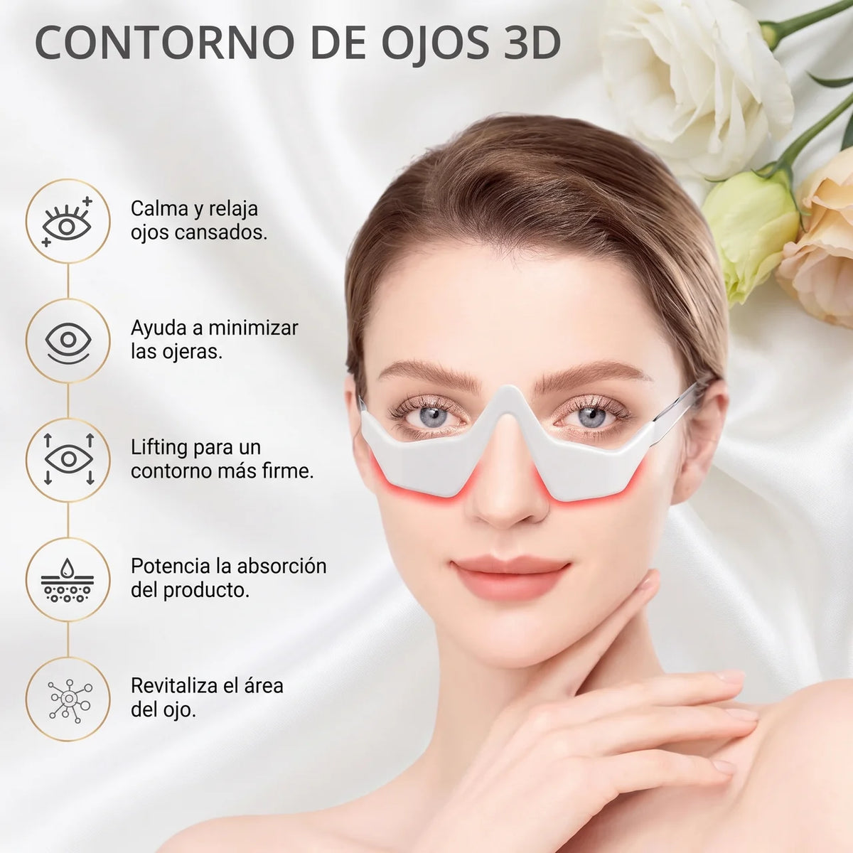 Gafas de luz roja para bolsas en los ojos y ojeras