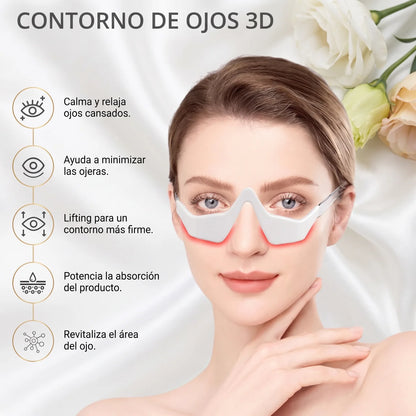 Gafas de luz roja para bolsas en los ojos y ojeras