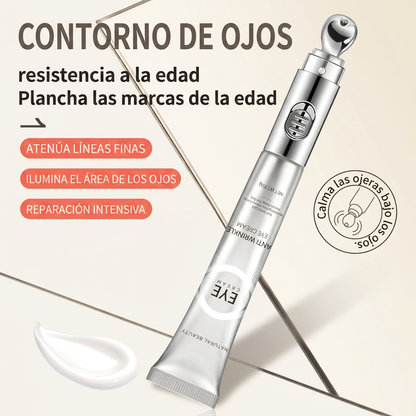 Crema de contorno con masajeador para bolsas en los ojos y ojeras