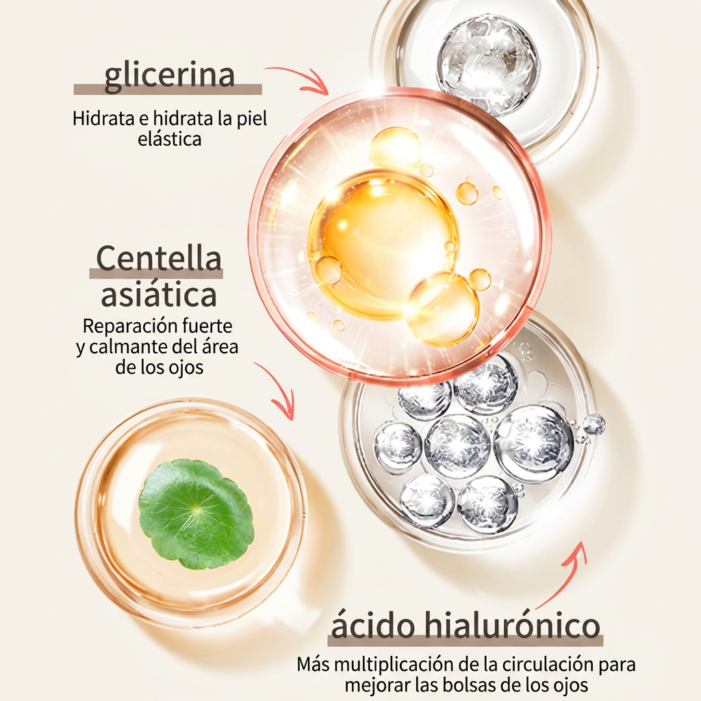 Crema de contorno con masajeador para bolsas en los ojos y ojeras
