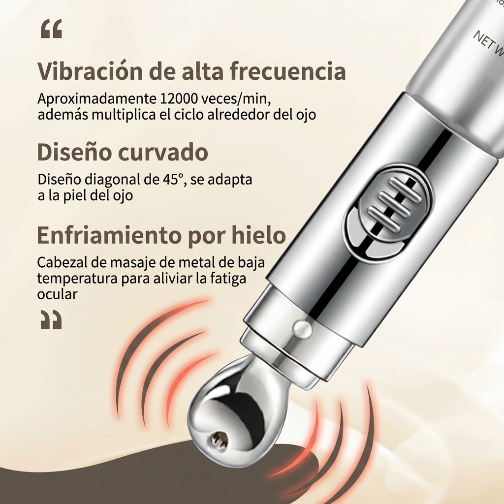 Crema de contorno con masajeador para bolsas en los ojos y ojeras