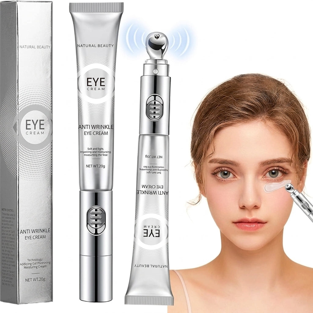 Crema de contorno con masajeador para bolsas en los ojos y ojeras